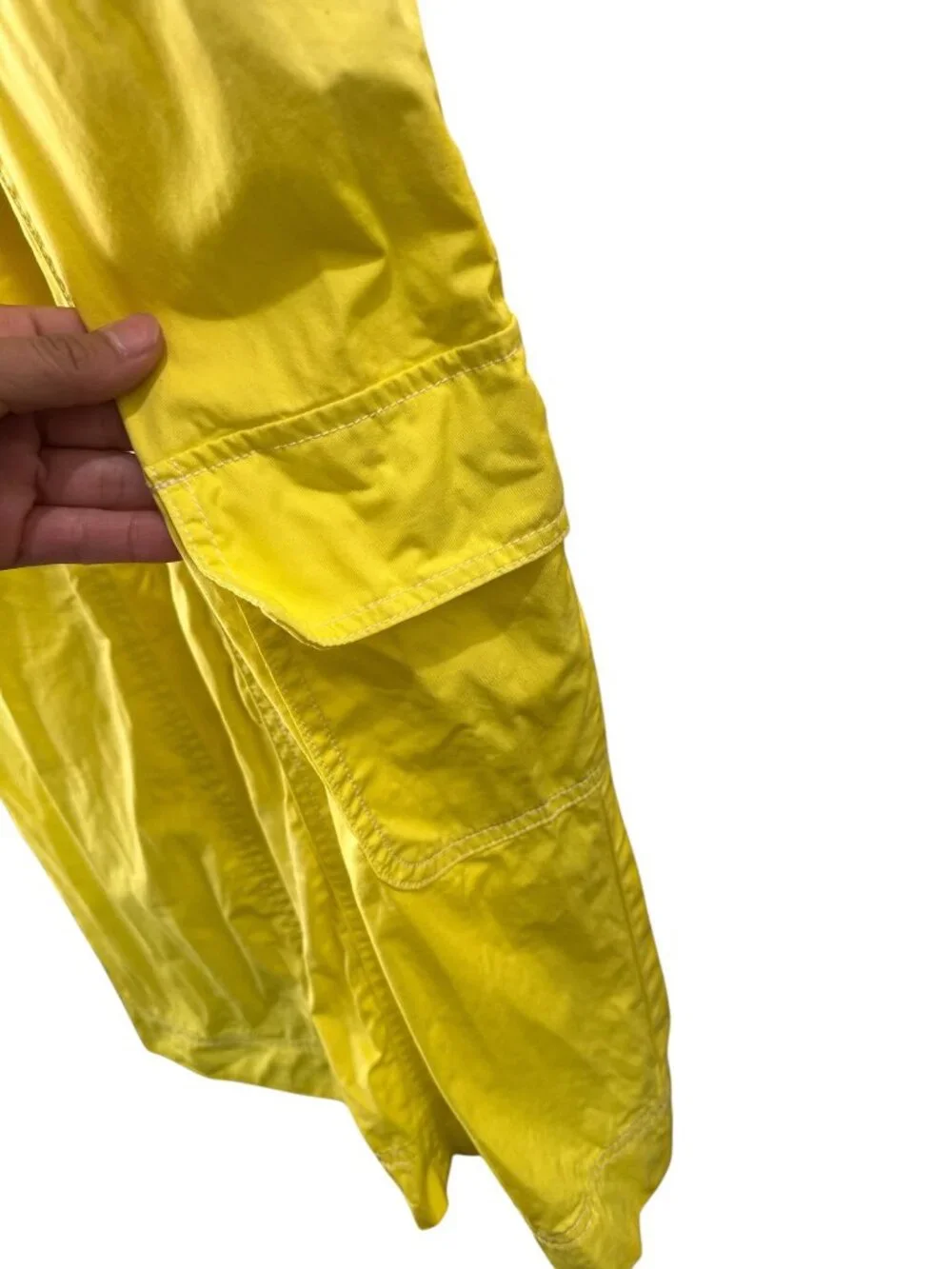 BDG Down Slouchy Overall Coverall Womens Yellow XS Cargo Wide Leg Carpenter Boho